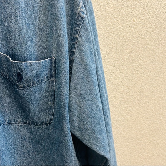 Ralph Lauren 90s vintage stone washed blue long sleeve vet button down Big Shirt - Picture 8 of 12